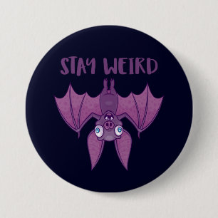 Blijf Cartoon Bat Ronde Button 7,6 Cm