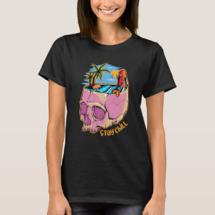 Blijf Chill Summer Skull Beach Palm Trefboard T-shirt