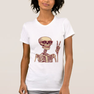 Blijf Chillen – Retro Skelet Vredesteken Halloween T-shirt
