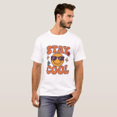 Blijf cool Retro Smiley Face T-shirt (Voorkant volledig)