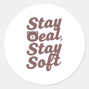 "Blijf Cozy Blijf Aardig" met Knuffelbeer Ronde Sticker