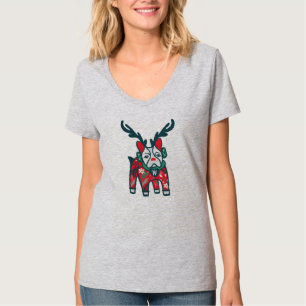 Blijf Cozy   Frans Bulldog Reindekerst T-shirt