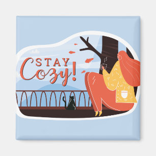 Blijf Cozy Hygge Herfst FolkArt Decor VOEG NAAM TO Magneet