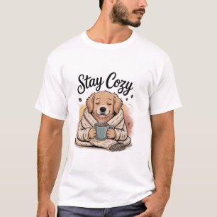 Blijf Cozy: Knuffelige Hond met Warme Chocolade/Ko T-shirt
