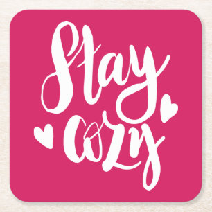 Blijf Cozy Vierkante Kartonnen Onderzetter