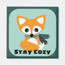 Blijf Cozy Winter Fox 2 Inch Square Magnet Magneet