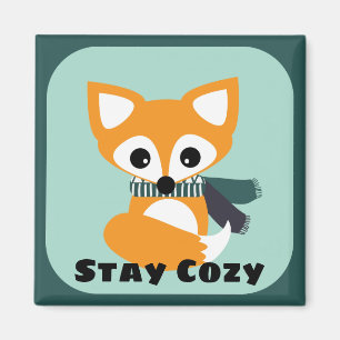 Blijf Cozy Winter Fox 2 Inch Square Magnet Magneet