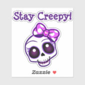 "Blijf Creepy!" Creepy Kawaii Skull Vinyl Sticker (Vel)