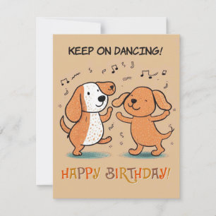 "Blijf dansen!" Kaart van de geboorte met twee hon