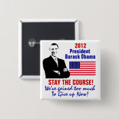 Blijf de cursus volgen vierkante button 5,1 cm (Voorkant /achterkant)