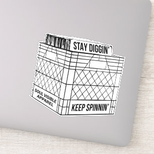 Blijf digitaal en houd spinnin' vinylcrate dikker sticker