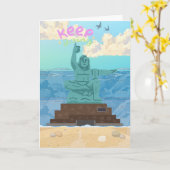 Blijf Doorgaan Nagasaki Vredesbeeld Cute Illustrat Kaart (Gele Bloem)