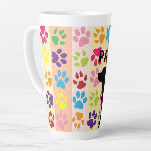 Blijf een passief silhouet van hond en kat latte mok (Linkerhoek)
