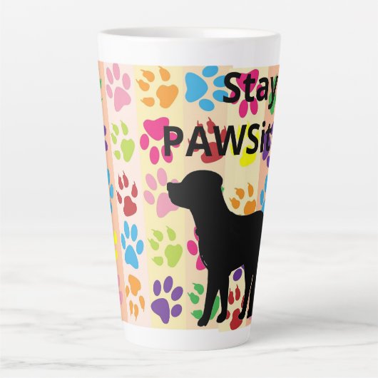 Blijf een passief silhouet van hond en kat latte mok (Voorkant)