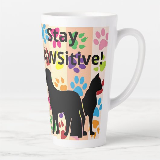 Blijf een passief silhouet van hond en kat latte mok (Rechts)