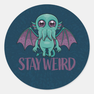 Blijf een rare Cute Cthulhu Monster Ronde Sticker