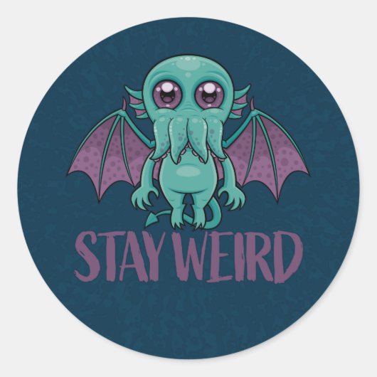 Blijf een rare Cute Cthulhu Monster Ronde Sticker (Voorkant)