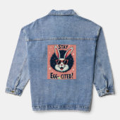 Blijf Egg-aangehaald!: Retro Easter Bunny Vibes Denim Jacket (Achterkant)