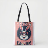 Blijf Egg-aangehaald!: Retro Easter Bunny Vibes Draagtas (Voorkant)
