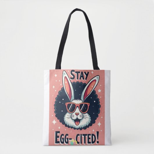 Blijf Egg-aangehaald!: Retro Easter Bunny Vibes Draagtas (Voorkant)