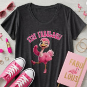 Blijf Fabulous Roze Struisvogel Dames- Grote Maat T-shirt
