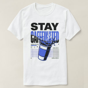 Blijf Geactiveerd Neon Punk Blauwe Koffiekop T-shirt
