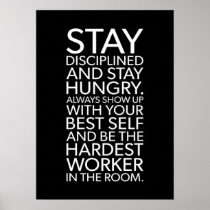 Blijf gedisciplineerd en honger - Gym, Hustle, Suc Poster
