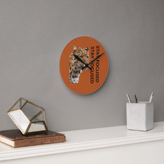 Blijf Gefocust Tijger Motivatie Muur Kunst Poster Ronde Klok