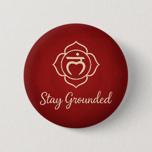 Blijf Gegrond Wortel Chakra Spirituele Energie Ronde Button 5,7 Cm