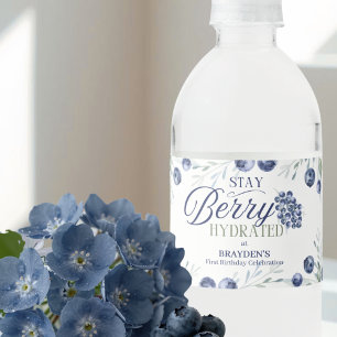 Blijf Gehydrateerd met Aardbeien Eerste Verjaardag Waterfles Etiket