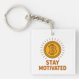Blijf Gemotiveerd Bitcoin Acryl Sleutelhanger