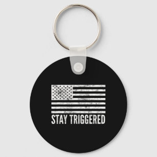 Blijf Getriggerd Funny Pro Trump Amerikaanse Vlag Sleutelhanger