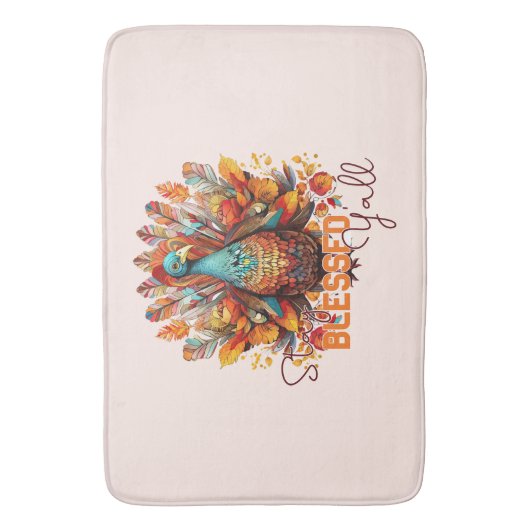 Blijf gezegend met kleurrijke kalkoen badmat (Voorkant Verticaal)