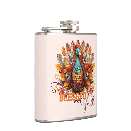Blijf gezegend met kleurrijke kalkoen heupfles (Rechts)