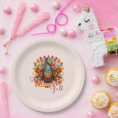 Blijf gezegend met kleurrijke kalkoen papieren bordje (Feest)