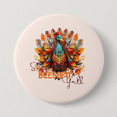 Blijf gezegend met kleurrijke kalkoen ronde button 7,6 cm (Voorkant)