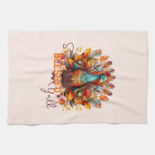 Blijf gezegend met kleurrijke kalkoen theedoek (Horizontaal)