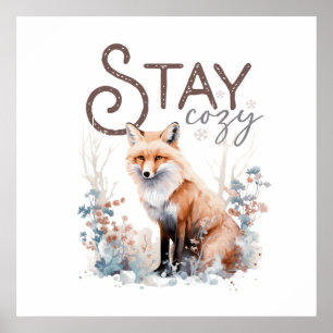Blijf gezellig Woodland Fox Christmas Poster