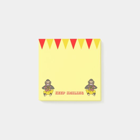 "BLIJF GLIMLACHEN", het leven is een circus Post-I Post-it® Notes (Voorkant)