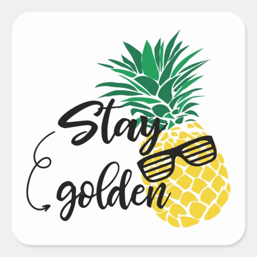 Blijf Golden Beach ananas woorden sticker (Voorkant)