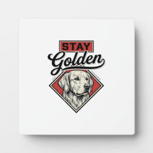 Blijf Golden Retriever Vintage Honden Vector Desig Fotoplaat
