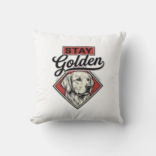 Blijf Golden Retriever Vintage Honden Vector Desig Kussen