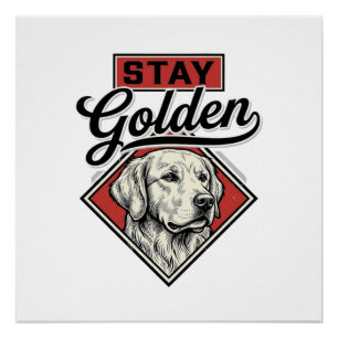 Blijf Golden Retriever Vintage Honden Vector Desig Perfect Poster