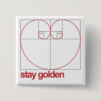 Blijf Golden Vierkante Button 5,1 Cm