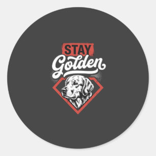 Blijf Goud Goud Retriever Retro Hond Ronde Sticker