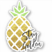 Blijf gouden tropische anananas sticker (Voorkant)