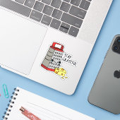 Blijf grateful Funny Cheese Pun Sticker (Laptop met iPhone)