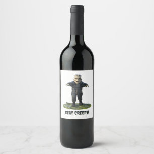Blijf griezelig! monster van Frankenstein Wijn Etiket