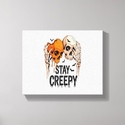 Blijf griezelig PNG, Retro Skull Halloween Canvas Afdruk (Voorkant)