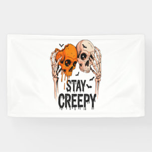 Blijf griezelig PNG, Retro Skull Halloween Spandoek